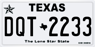 TX license plate DQT2233