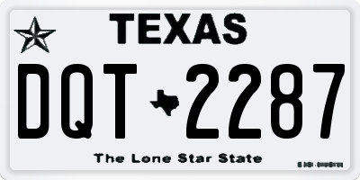 TX license plate DQT2287