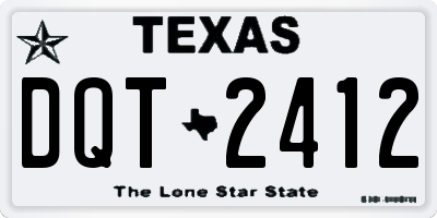 TX license plate DQT2412