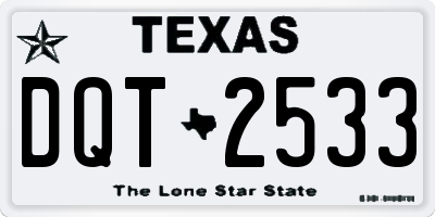 TX license plate DQT2533