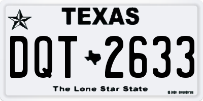 TX license plate DQT2633