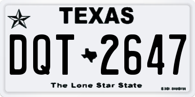 TX license plate DQT2647