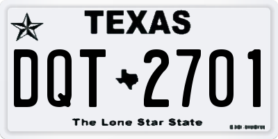 TX license plate DQT2701
