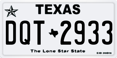 TX license plate DQT2933