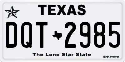 TX license plate DQT2985
