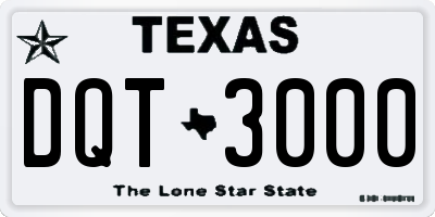 TX license plate DQT3000