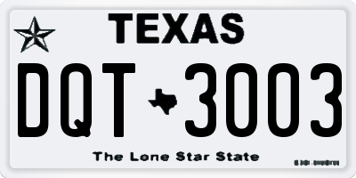TX license plate DQT3003