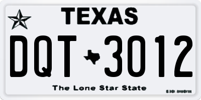 TX license plate DQT3012