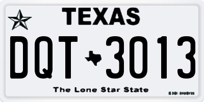 TX license plate DQT3013