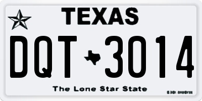 TX license plate DQT3014