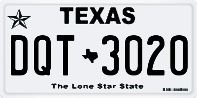 TX license plate DQT3020
