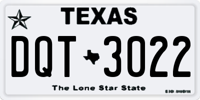 TX license plate DQT3022