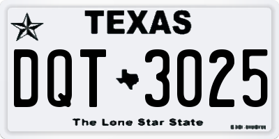 TX license plate DQT3025