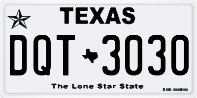 TX license plate DQT3030