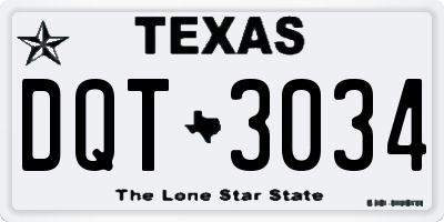 TX license plate DQT3034