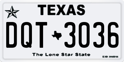 TX license plate DQT3036