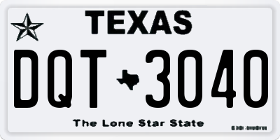 TX license plate DQT3040