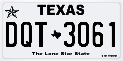 TX license plate DQT3061