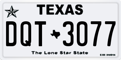 TX license plate DQT3077