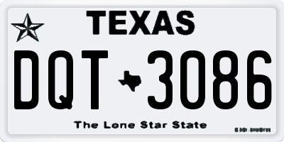 TX license plate DQT3086