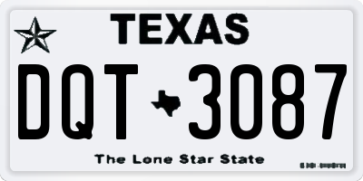 TX license plate DQT3087