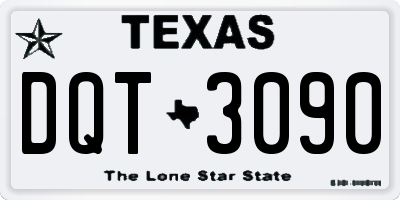 TX license plate DQT3090