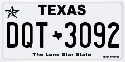 TX license plate DQT3092