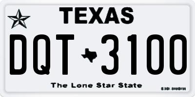 TX license plate DQT3100