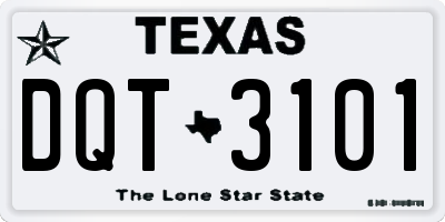 TX license plate DQT3101