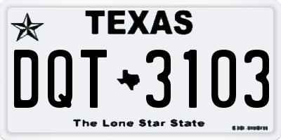 TX license plate DQT3103