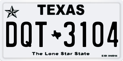 TX license plate DQT3104