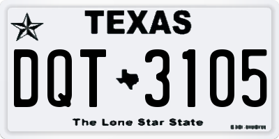 TX license plate DQT3105