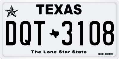 TX license plate DQT3108