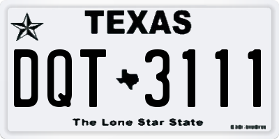 TX license plate DQT3111