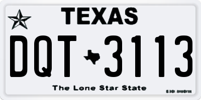 TX license plate DQT3113