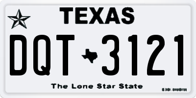 TX license plate DQT3121