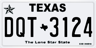 TX license plate DQT3124