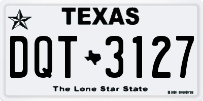 TX license plate DQT3127