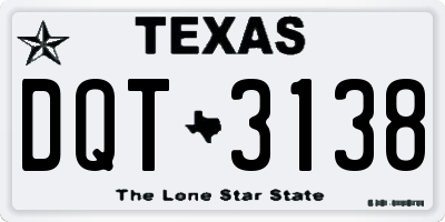 TX license plate DQT3138