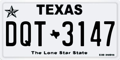 TX license plate DQT3147