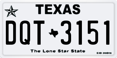 TX license plate DQT3151