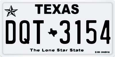 TX license plate DQT3154