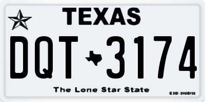 TX license plate DQT3174