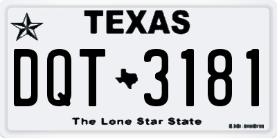 TX license plate DQT3181