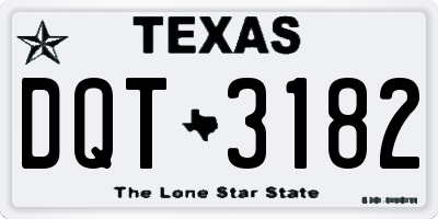 TX license plate DQT3182