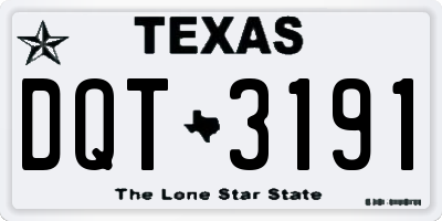 TX license plate DQT3191