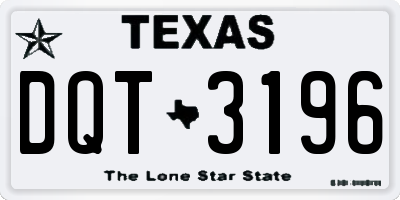 TX license plate DQT3196