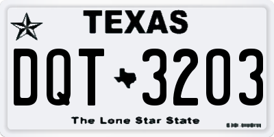 TX license plate DQT3203