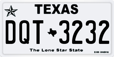 TX license plate DQT3232