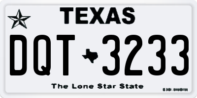 TX license plate DQT3233
